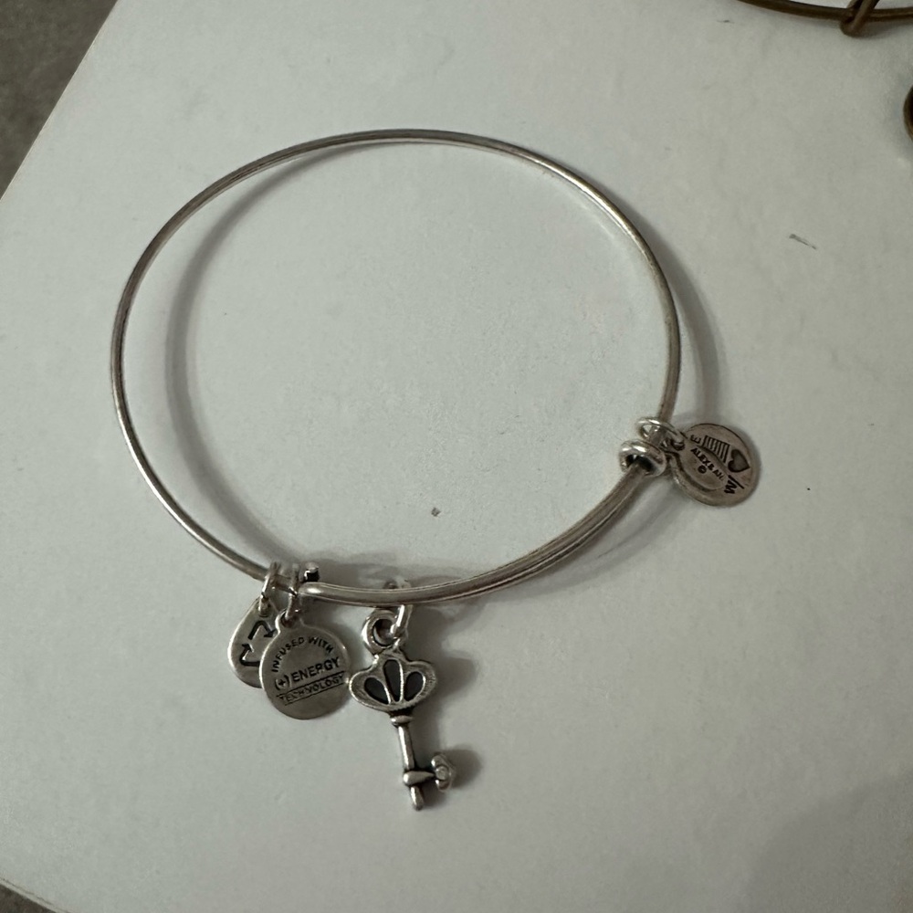 Alex and Ani Silver key Charm Bangle Bracelet